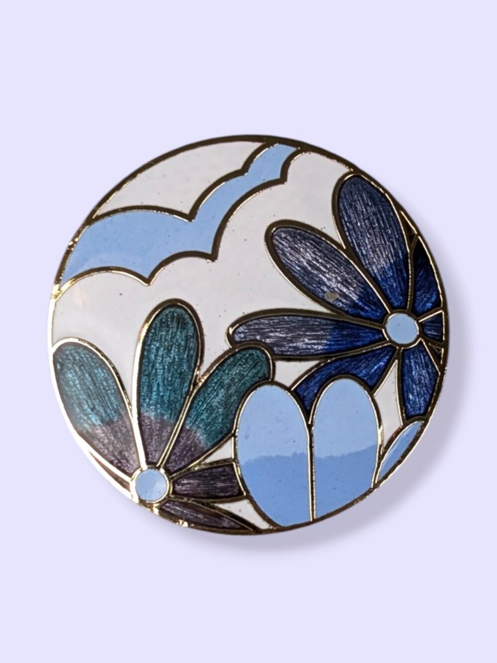 Vintage Cloisonné Enamel Floral Brooch